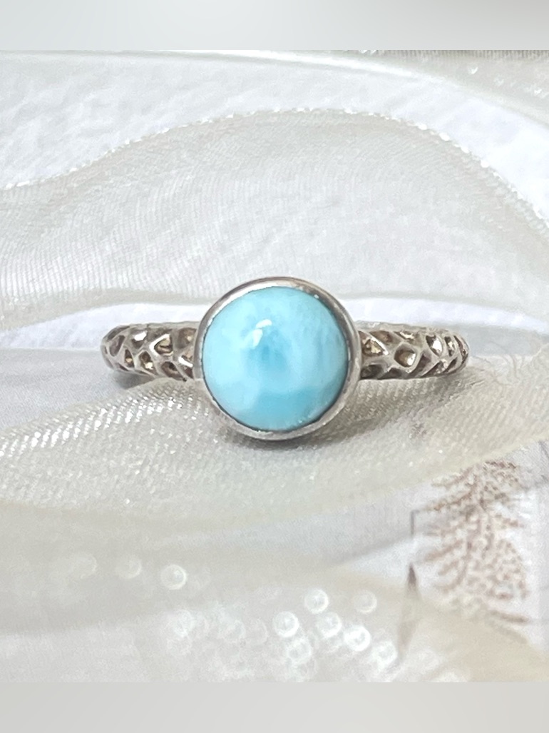 925 Sterling Silver Larimar Ring (Us 8) “B O H O”